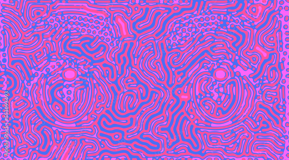 Poster Psychedelic surrealistic abstract background. Organic pattern with colorful lines. 