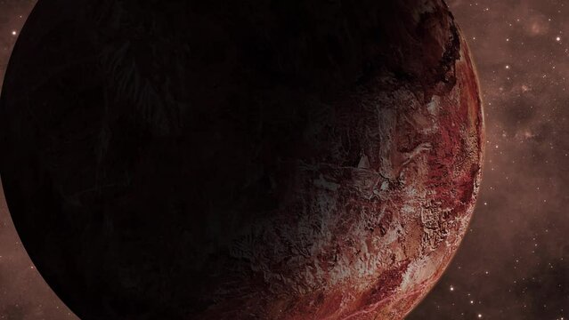 Spinning original 3d Makemake Fictional planet galaxy view