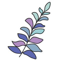 hand drawn shapes and floral leaf design elements. Exotic jungle leaves. Abstract contemporary modern trendy illustrations element icon