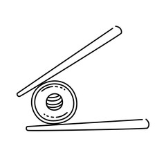 Maki sushi roll outline style vector illustration isolated on white background