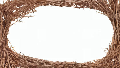 frame out of twigs,  isolated on white ground, generative ai background with empty space