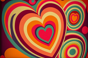 Beautiful, colorful and vibrant heart shaped patterns and design for Valentine's Day decoration. Ideal as a background. Created with generative AI