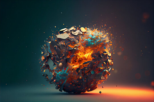 Explosion of a floating globe