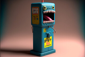 Fototapeta premium robot toy looks like a crazy gas pump created with generative AI. 