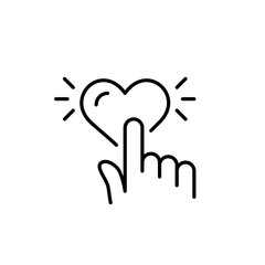 Index finger pushing on like symbol. Pixel perfect, editable stroke icon