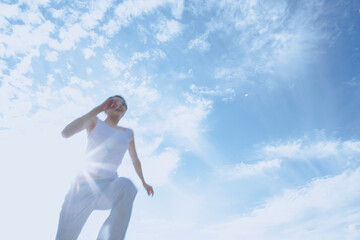 Naklejka premium ジョギングをする女性