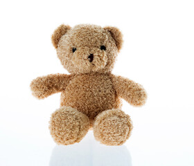 Single toy teddy bear isolated on white background