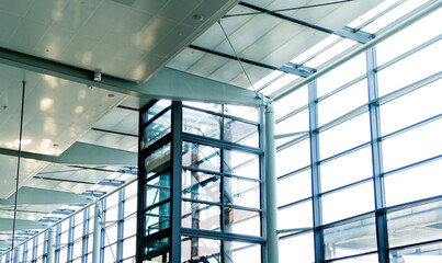 Staircase with window in a modern office building