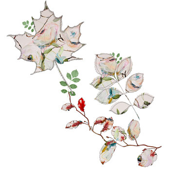 Fall and winter leaf for decoration stiches line