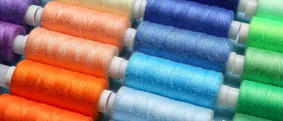 Many colorful threads, closeup view