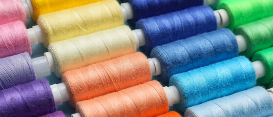 Many colorful threads, closeup view