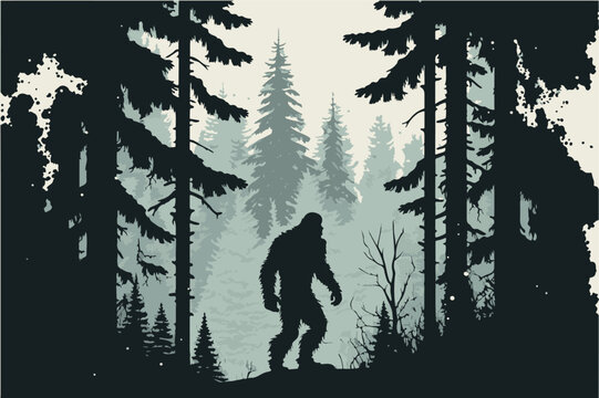 Sasquatch Silhouette in Winter
