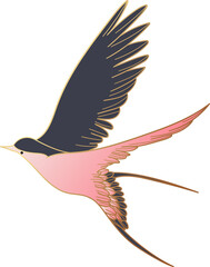 Luxury gold swallow bird illustration