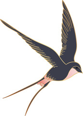 Luxury gold swallow bird illustration