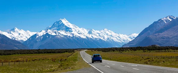 Sheer curtains Aoraki/Mount Cook The mountain landscape view of blue sky background over Aoraki mount cook national park,New zealand