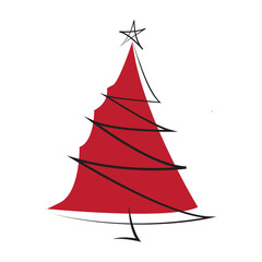 Christmas tree with colorful decorations and ornaments asset vector illustration