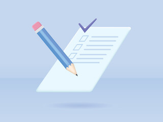 Fototapeta premium Checklist on a paper. Successful completion of business tasks. 3D