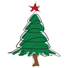 Christmas tree with colorful decorations and ornaments asset vector illustration