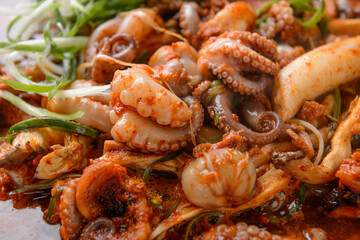 Stir-fried webfoot octopus