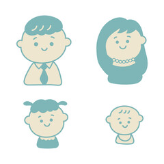 シンプルでかわいい四人家族のイラスト素材