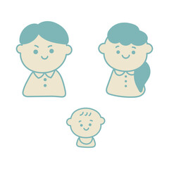シンプルでかわいい三人家族のイラスト素材