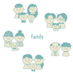 シンプルでかわいい様々な家族のイラスト素材セット