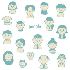 シンプルでかわいい人物アイコン　イラスト素材セット