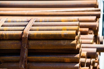 Stack of round metal tubes