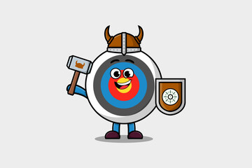 Cute cartoon character Archery target viking pirate with hat