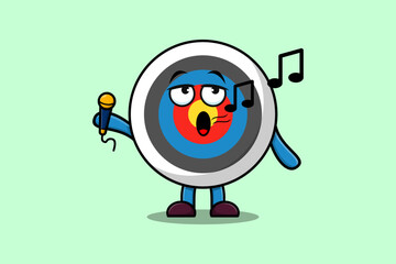 Cute cartoon Archery target singer character holding mic in flat modern style design illustrations