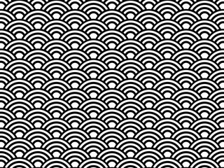 青海波模様の背景　横位置　ブラック