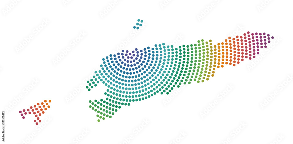 Poster timor-leste dotted map. digital style shape of timor-leste. tech icon of the country with gradiented