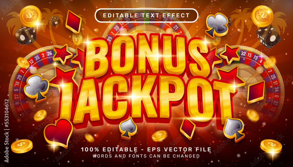 Poster bonus jackpot 3d text effect and editable text effect