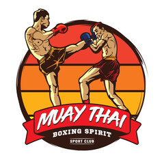 Muay Thai boxing martial art vector illustration, perfect for t shirt design and martial art training club logo design