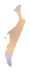 Fraser Island dotted map. Digital style shape of Fraser Island. Tech icon of the island with gradiented dots. Stylish vector illustration.