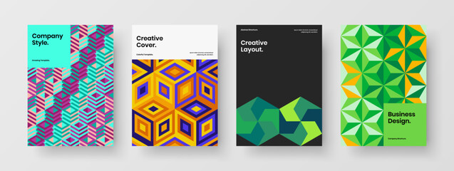 Obraz premium Isolated geometric pattern banner layout composition. Clean pamphlet A4 design vector concept set.