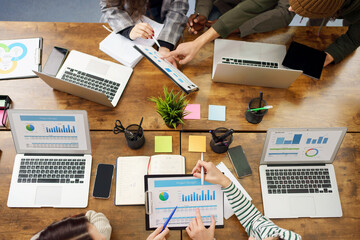 business team analyzing financial data . concept of teamwork.