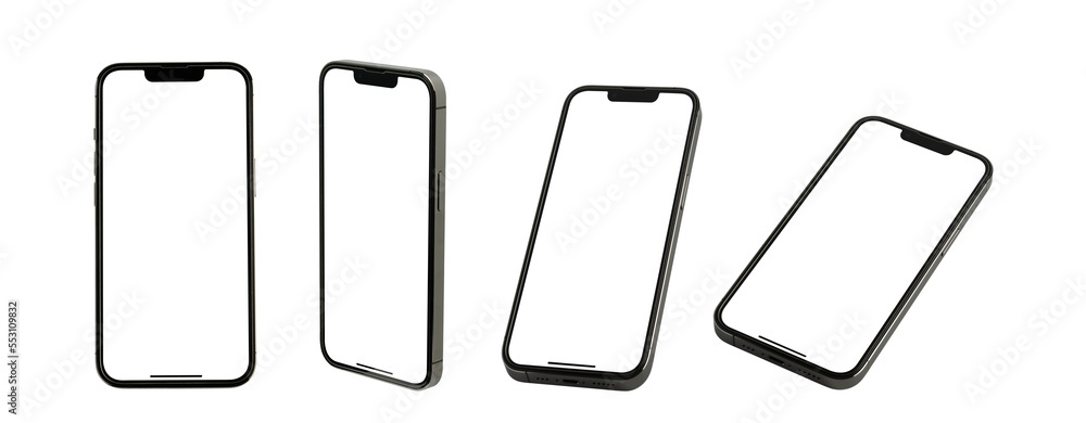 Poster mockup smart phone and screen transparent and clipping path isolated for infographic business web si