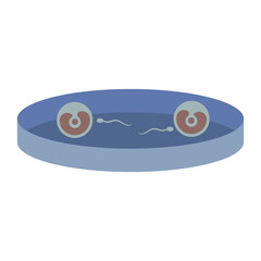 Test tube with eggs and sperm. Logo, artificial insemination sticker or emblem. Vector illustration.