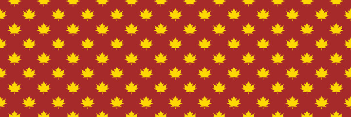 pattern of yellow maple leaves on a brown background. template for application to the surface. Banner for insertion into site. Horizontal image.