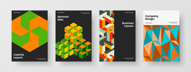 Fresh cover design vector concept set. Abstract geometric pattern poster illustration collection.