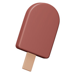 Chocolate ice cream stick 3d rendering isometric icon.