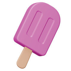 Strawberry ice cream stick 3d rendering isometric icon.