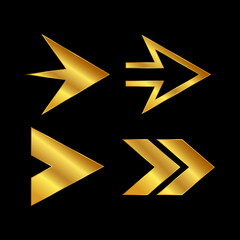 gold arrow vector icon in trendy flat design