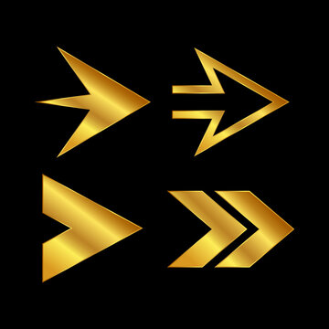 gold arrow vector icon in trendy flat design