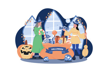 Happy Halloween Illustration concept on white background