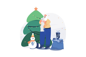 Merry Christmas Illustration concept on white background
