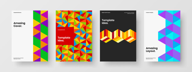 Premium geometric pattern front page illustration set. Creative placard A4 vector design layout composition.
