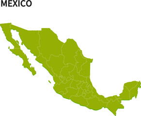 メキシコ/MEXICOの地域区分イラスト