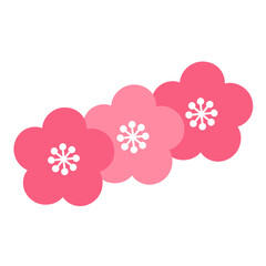シンプルな梅の花のイラスト　3連